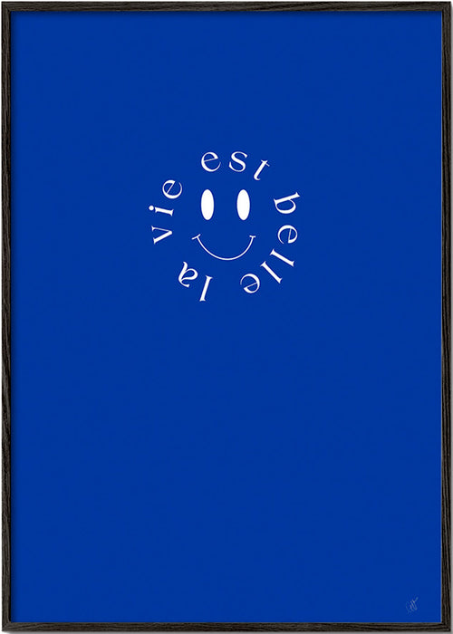 Ilustracja smile typograficzna niebieska – Black Frame