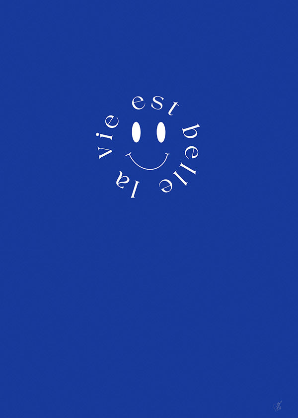 Ilustracja smile typograficzna niebieska