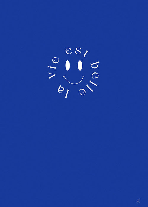 Ilustracja smile typograficzna niebieska