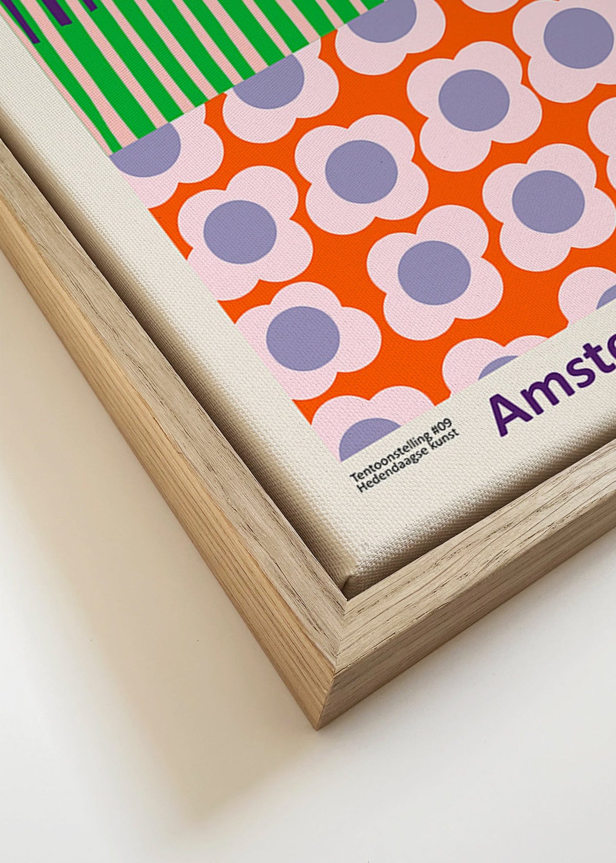 Plakat podróżniczy Amsterdam z graficznym wzorem kwiatowym – Canvas detail