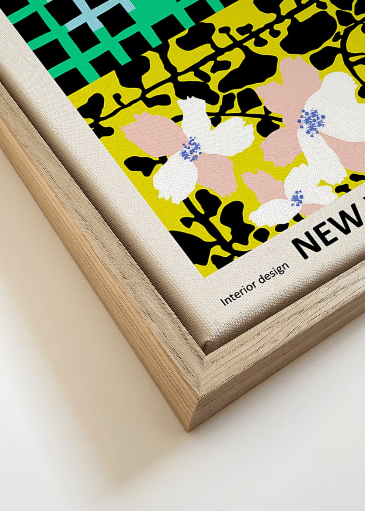 Plakat miasta: Nowy Jork typograficzny z motywami kwiatowymi – Canvas detail