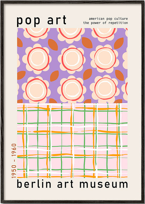 Ilustracja pop art kwiatowa z siatką – Black Frame