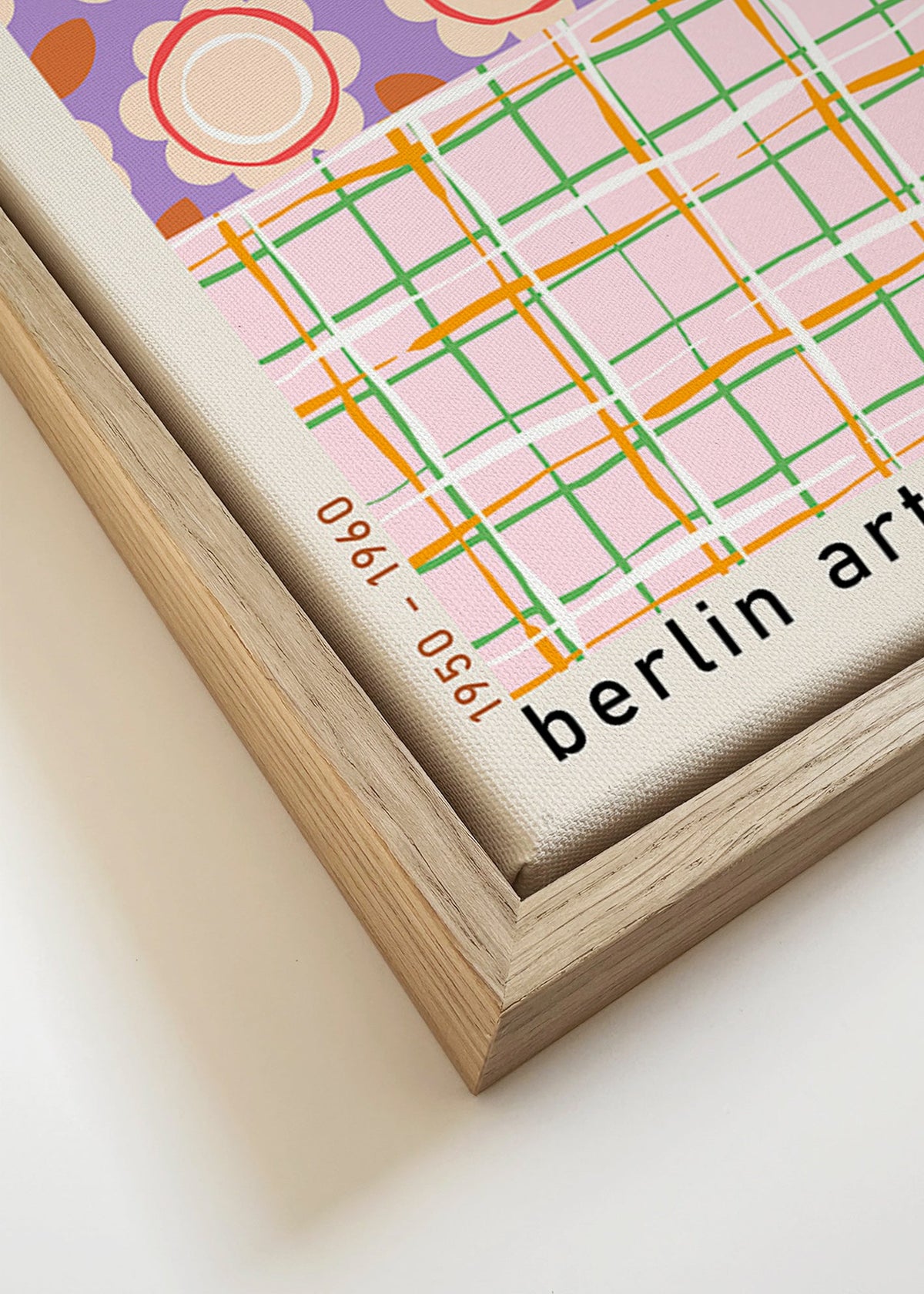 Ilustracja pop art kwiatowa z siatką – Canvas detail