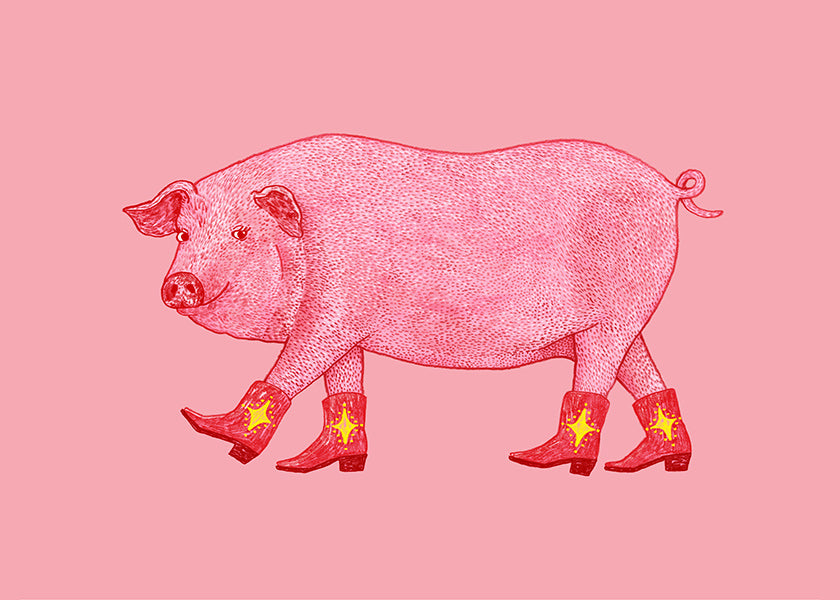 Ilustracja prosiaczka kowboja
