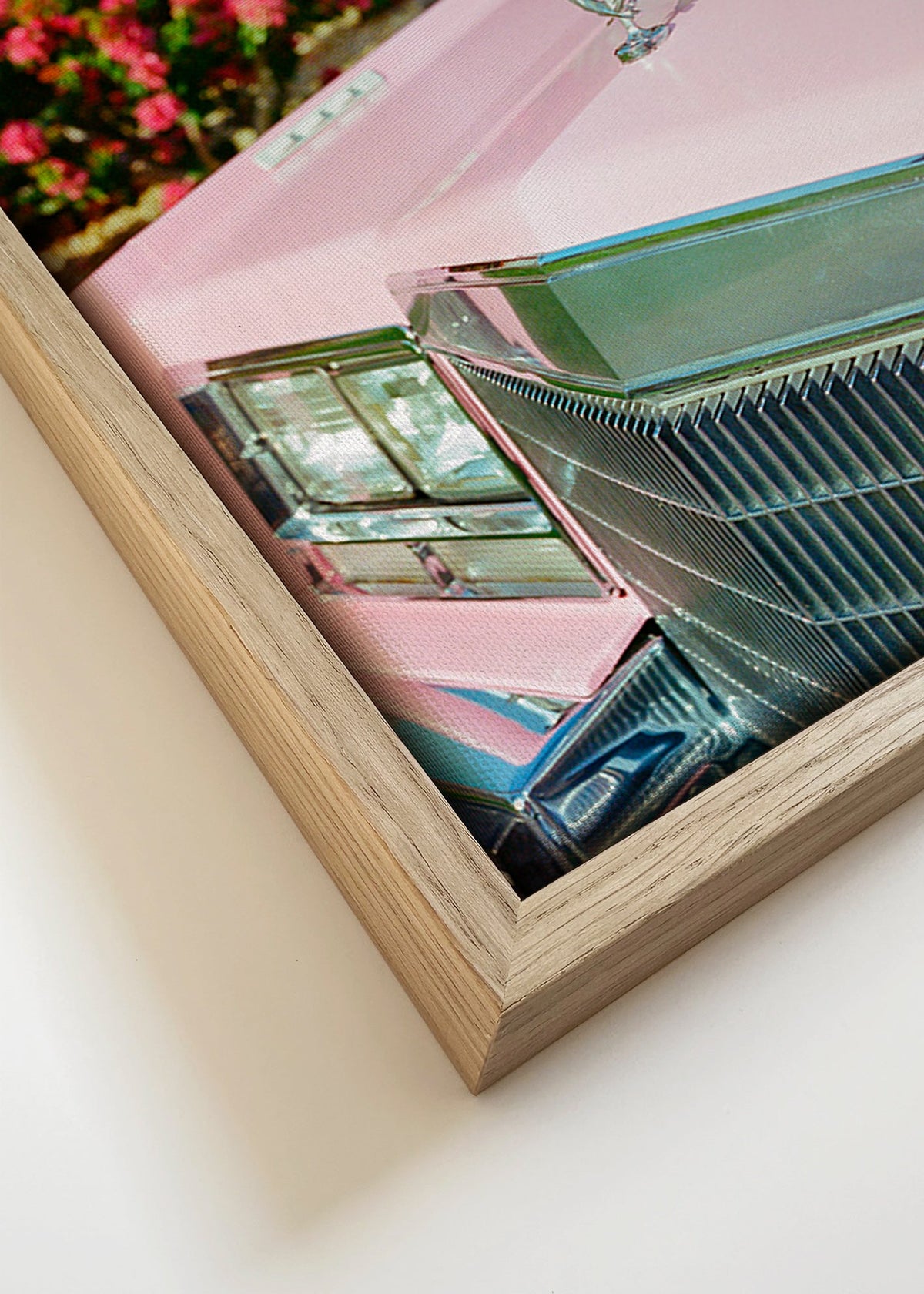 Wydruk vintage Różowy Cadillac – Canvas detail