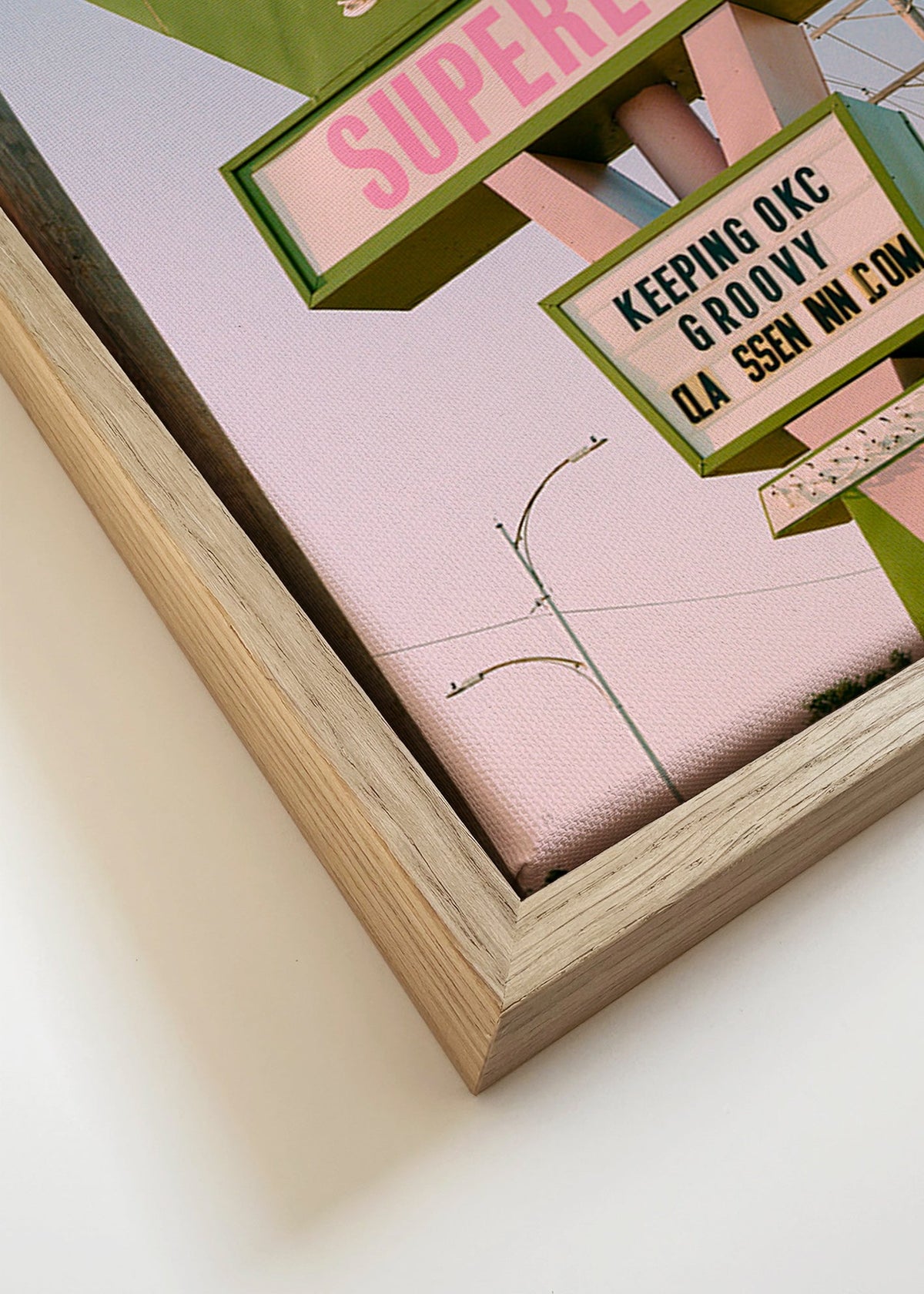 Plakat vintage szyld zielony i różowy – Canvas detail