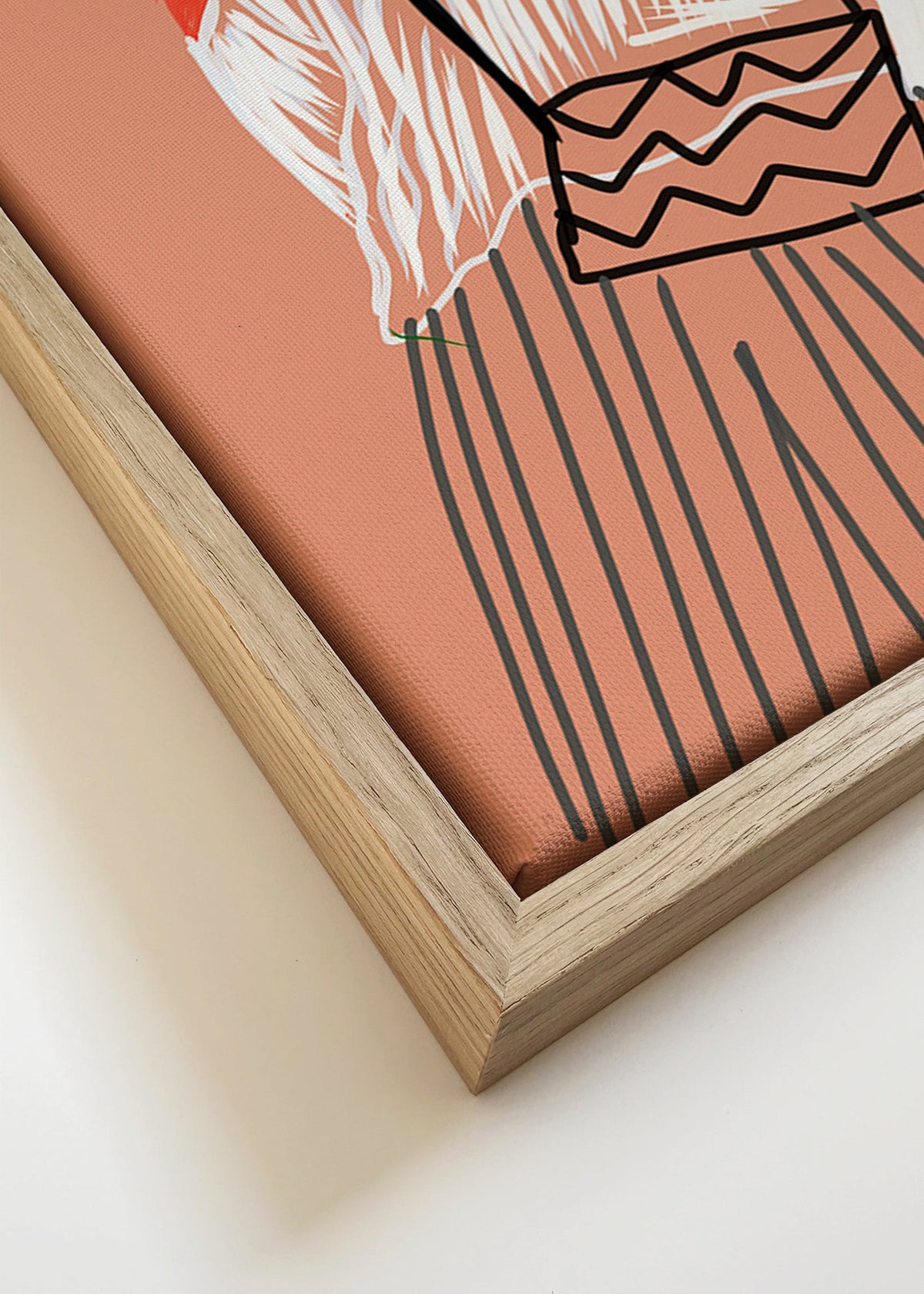 Ilustracja kobiety z koralową torbą – Canvas detail