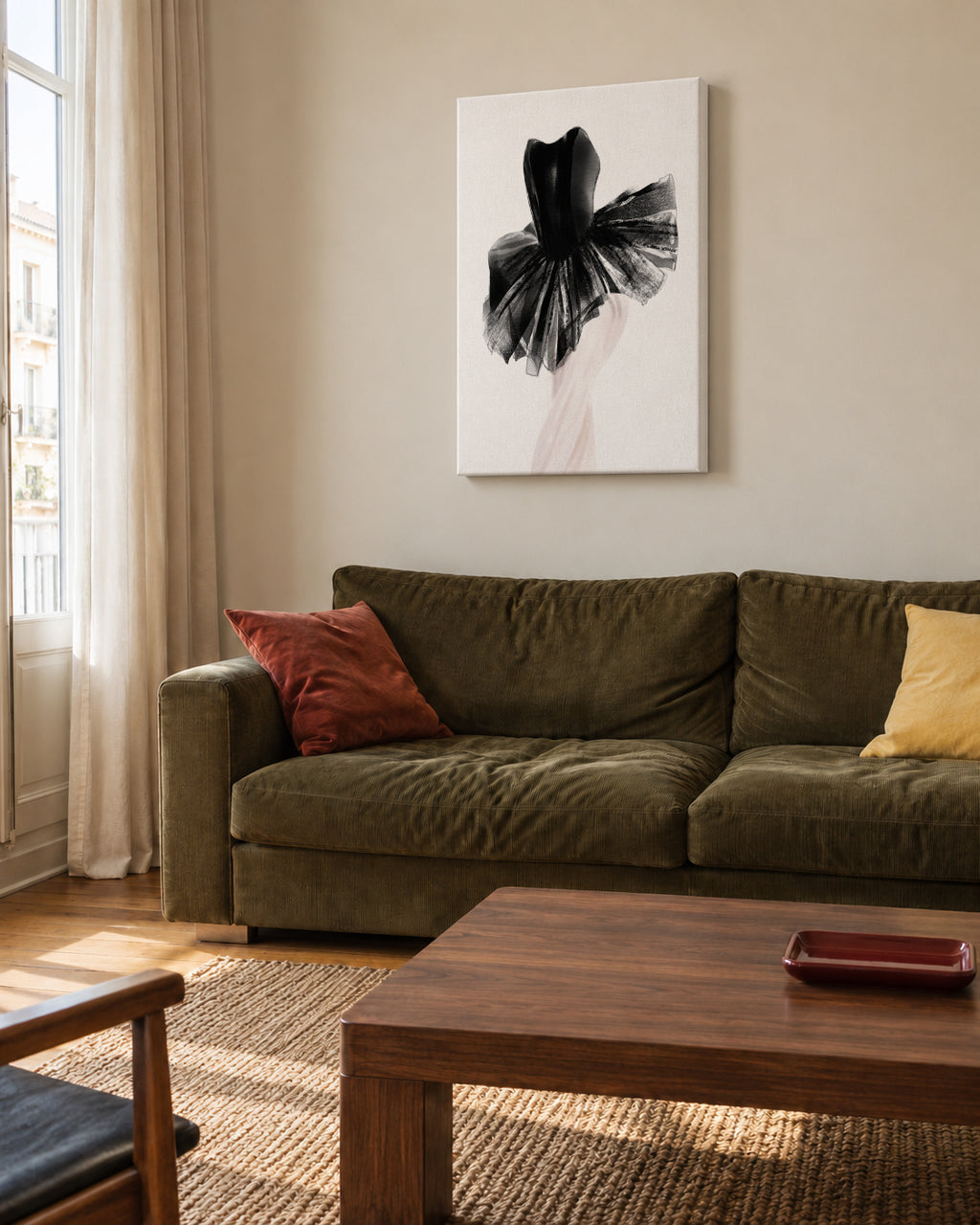 Ballerina Black Tutu Poster - Unframed canvas in an interior