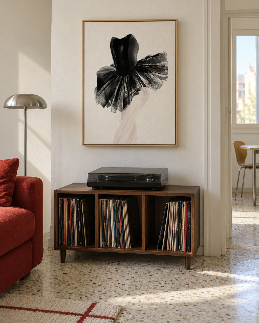 Ballerina Black Tutu Poster - Framed canvas in an interior