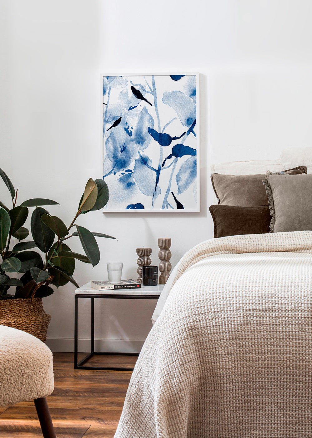 Plakat botaniczny akwarela niebieskie ptaki – Product1
