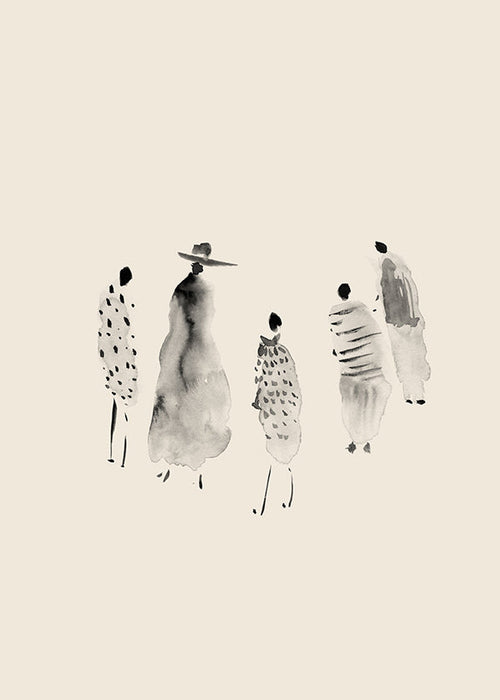 Ilustracja postaci tuszem minimalistyczna