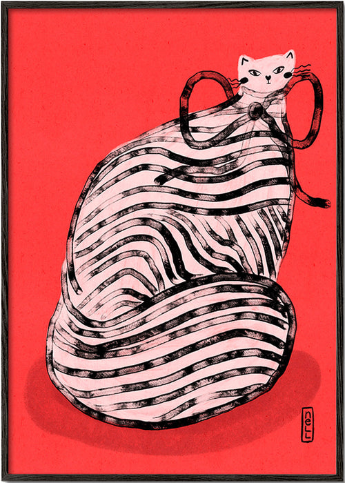 Plakat kota w paski – Black Frame