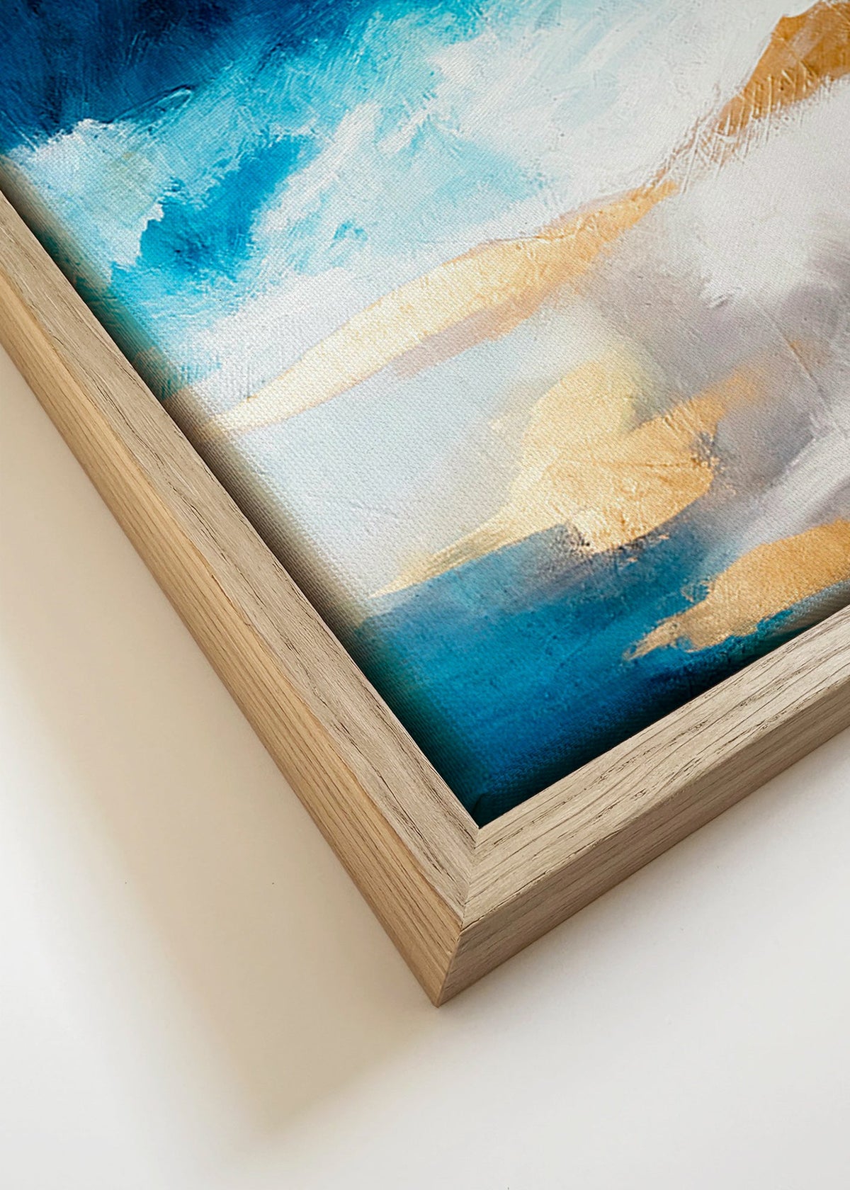 Obraz abstrakcyjny niebiesko-złoty z fakturą – Canvas detail