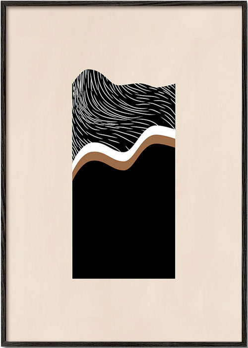 Obraz abstrakcyjny z monochromatycznymi falami – Black Frame