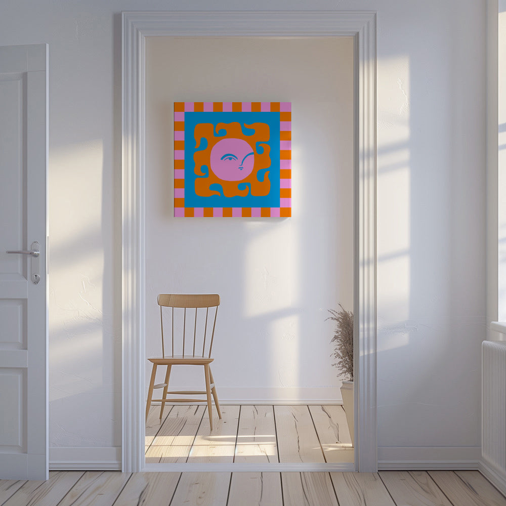 Sun Playful Gaze - Unframed canvas in an interior