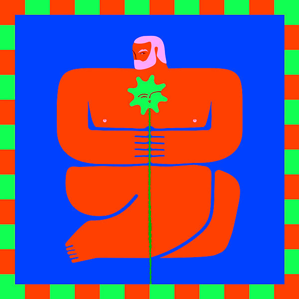 Ilustracja postaci trzymającej kwiat