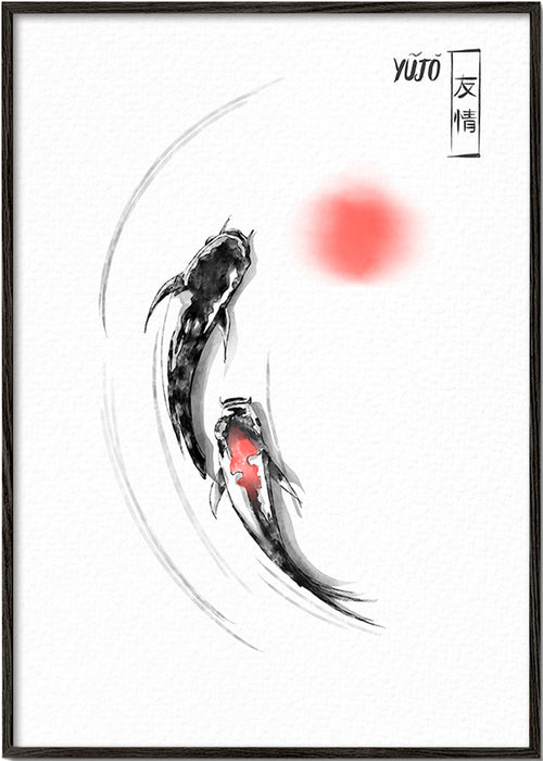Ilustracja koi japońska minimalistyczna – Black Frame