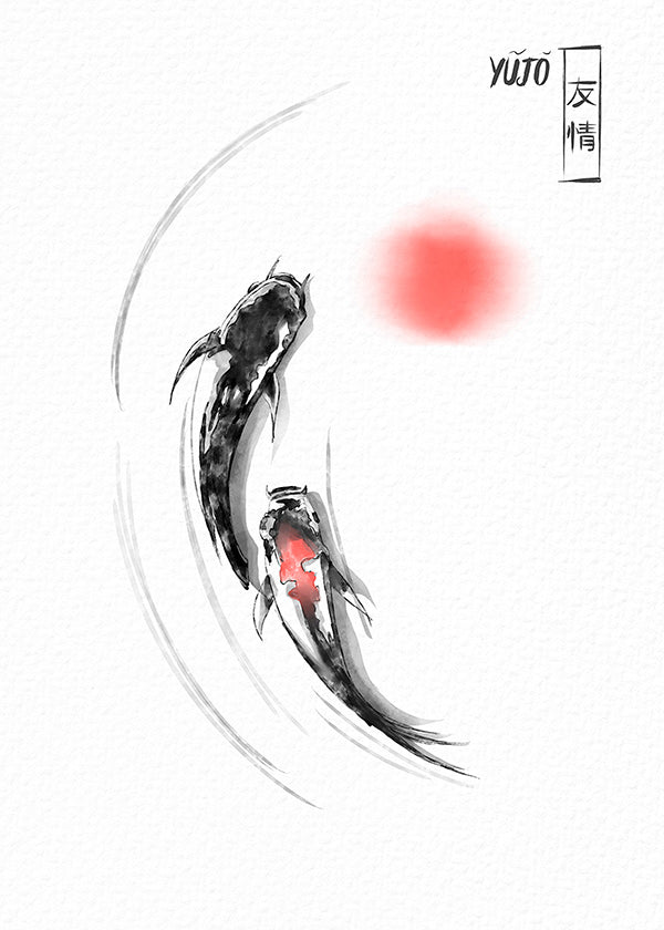 Ilustracja koi japońska minimalistyczna