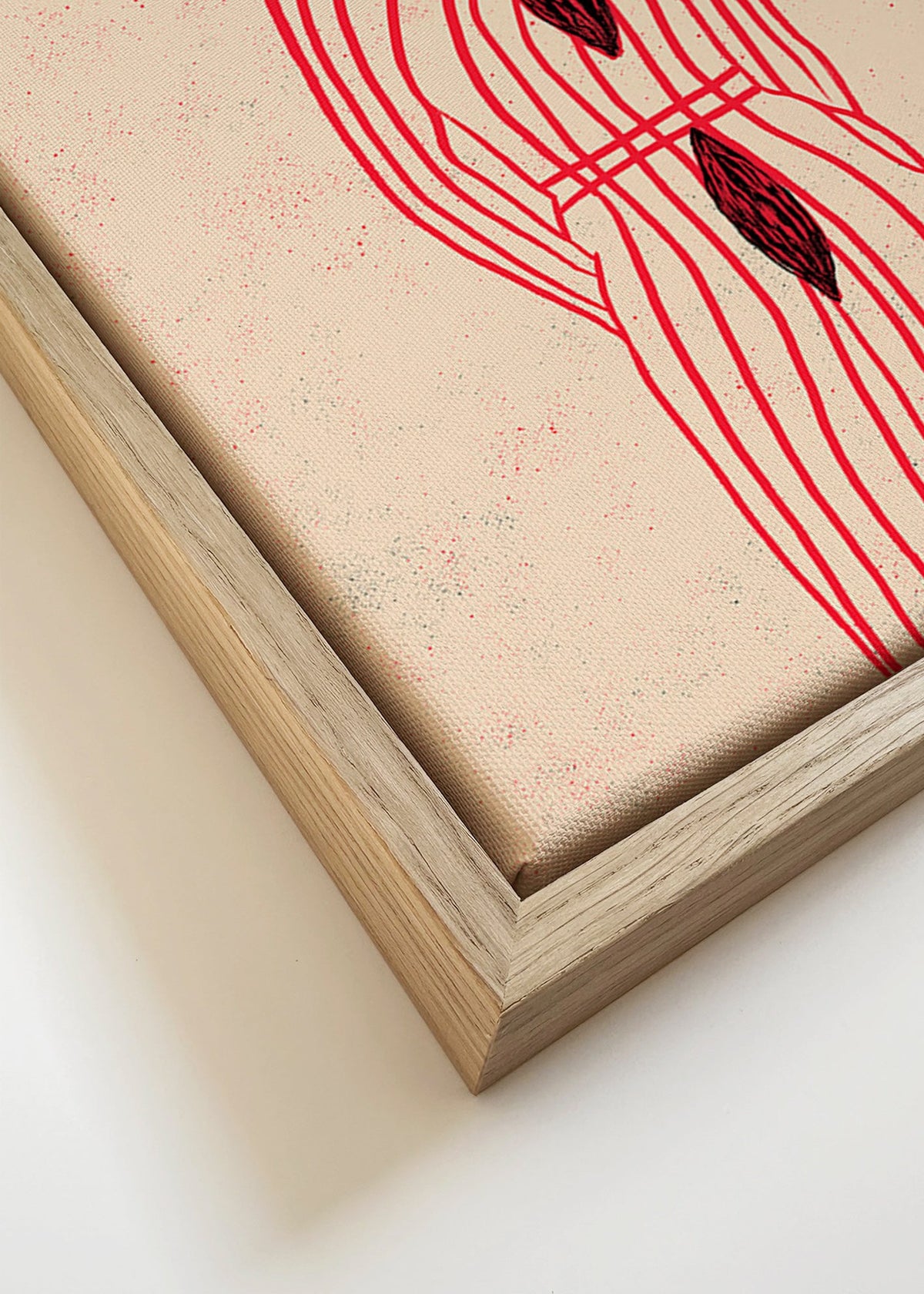 Stylizowany kot z czerwonymi liniami – Canvas detail