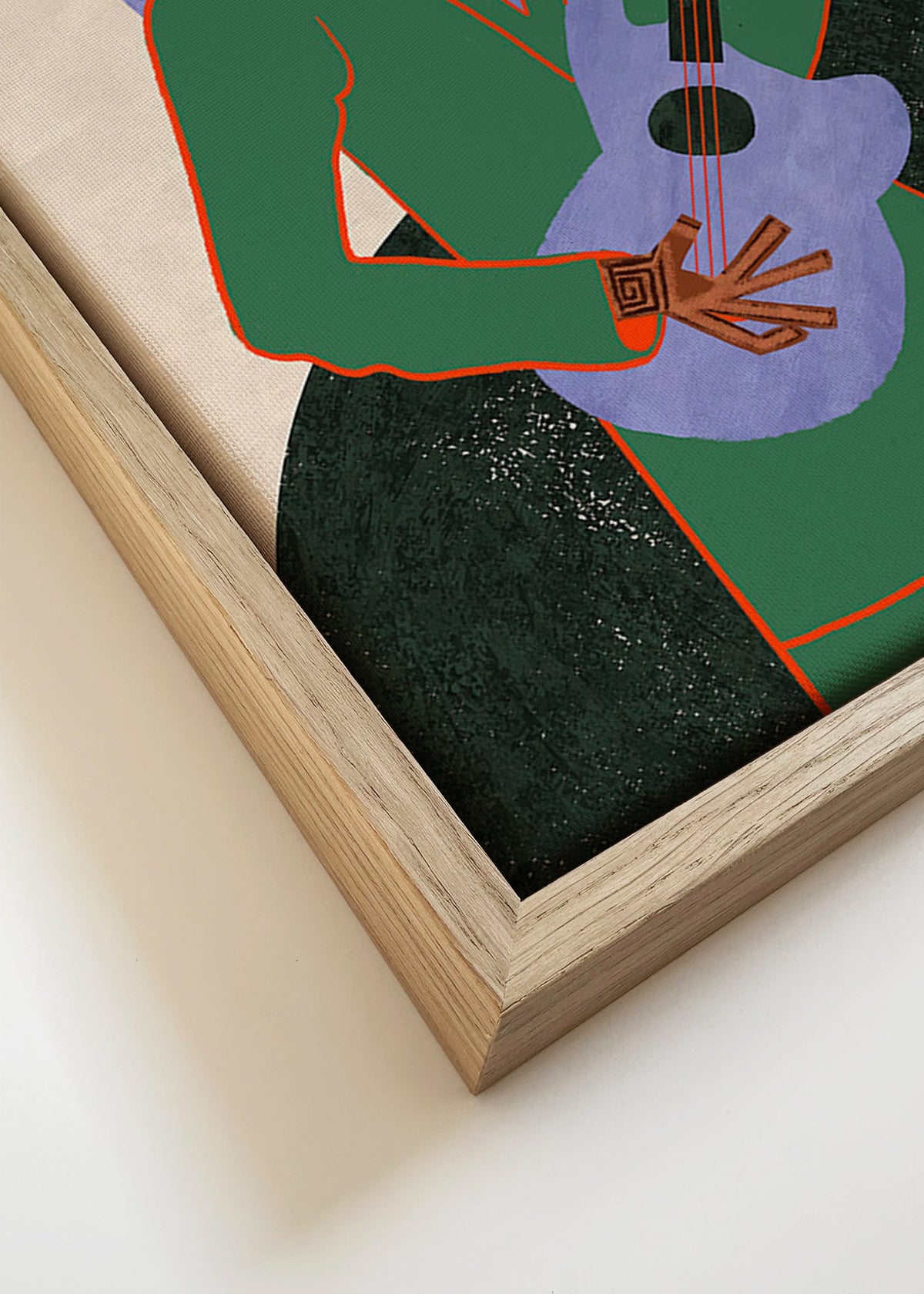 Ilustracja muzyka z gitarą i aureolą – Canvas detail