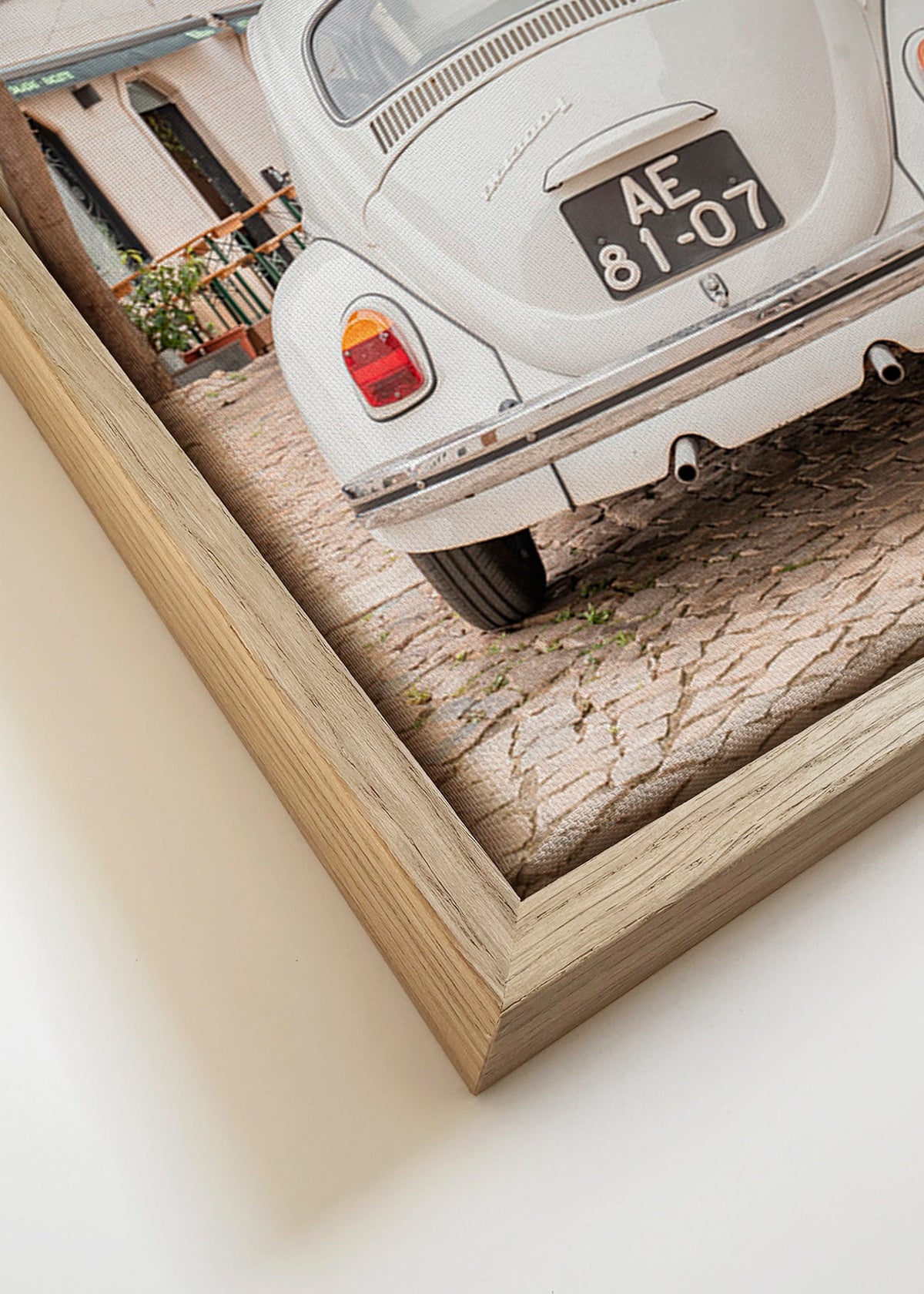 Plakat miasta z klasycznym autem na bruk – Canvas detail