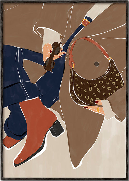 Ilustracja mody z torebką i botkami – Black Frame