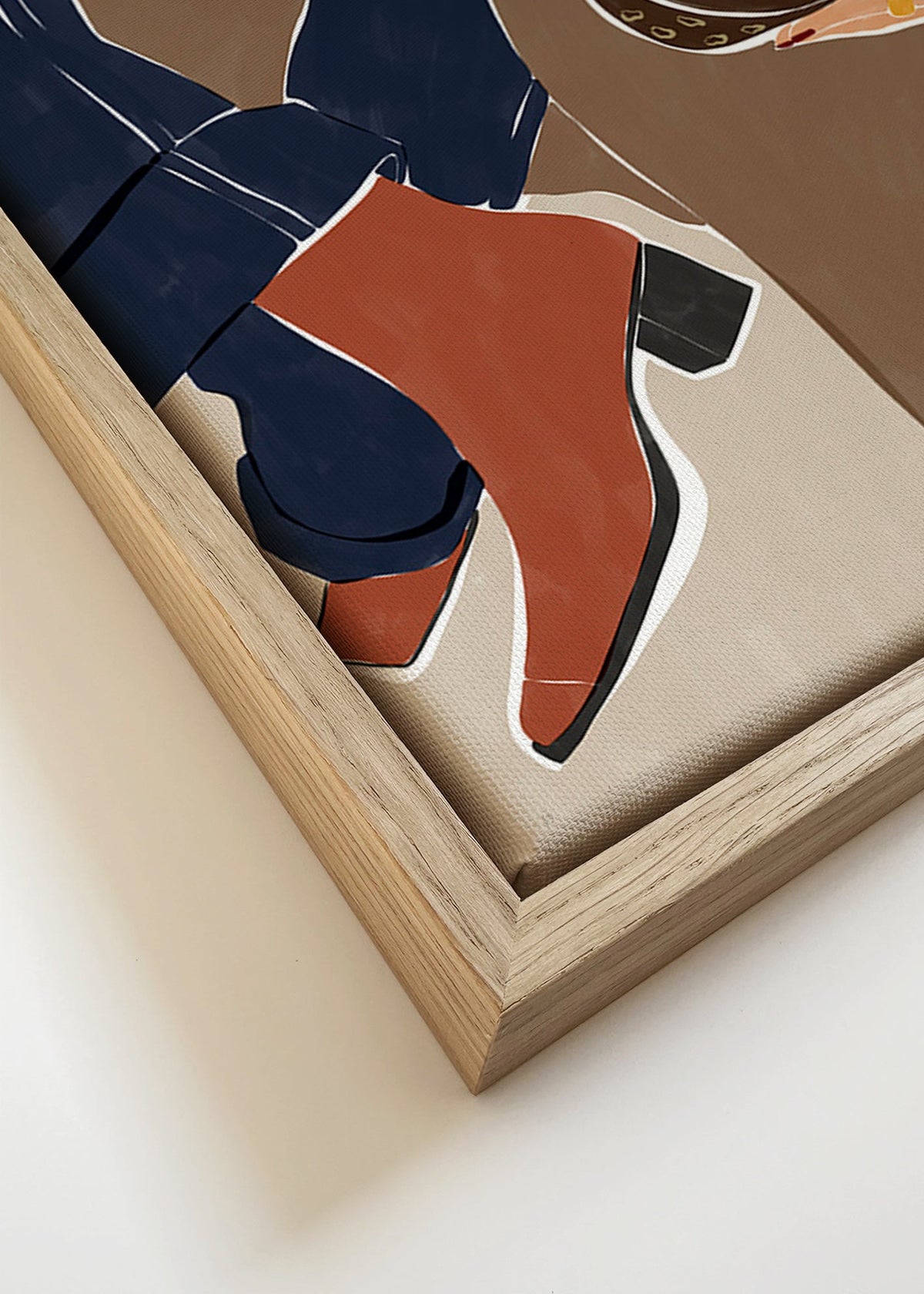 Ilustracja mody z torebką i botkami – Canvas detail