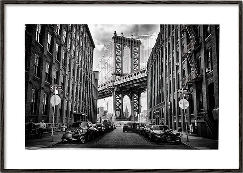 Sztuka do kuchni: Most Manhattan czarno-biały – Black Frame