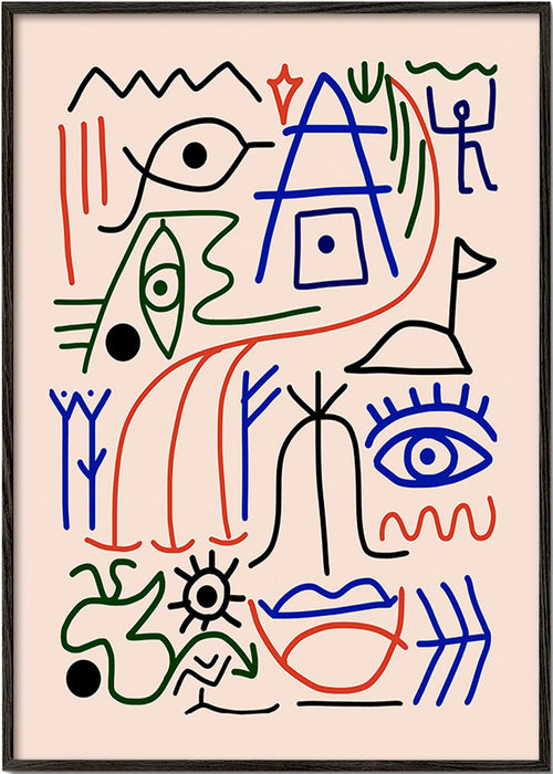 Ilustracja wielokolorowych symboli liniowych – Black Frame