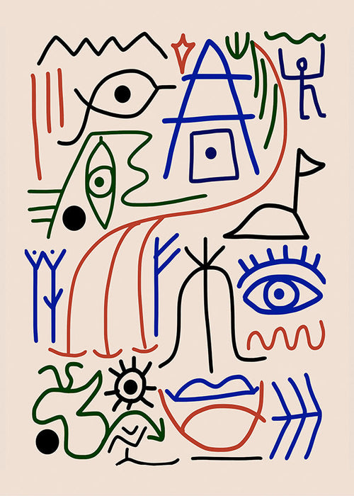 Ilustracja wielokolorowych symboli liniowych