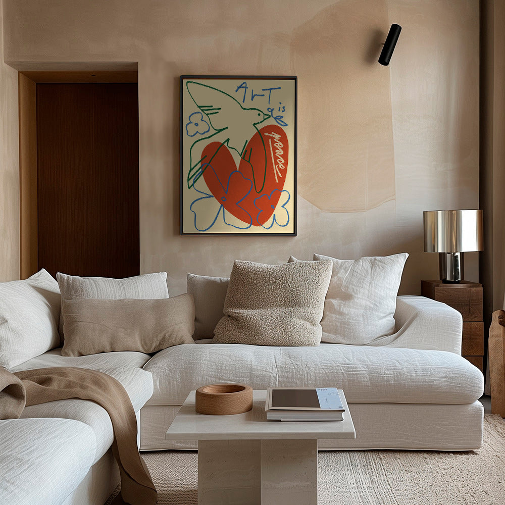 Ilustración de paloma y corazón trazos sueltos – Canvas2