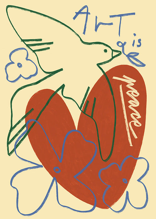 Ilustracja gołębia i serca swobodne kreski