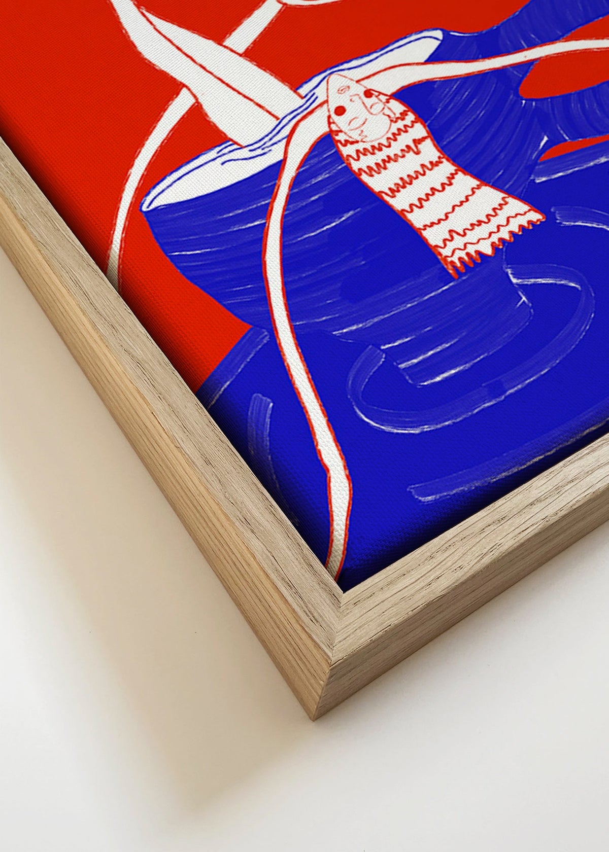 Sztuka do kuchni: niebieska filiżanka z postacią – Canvas detail