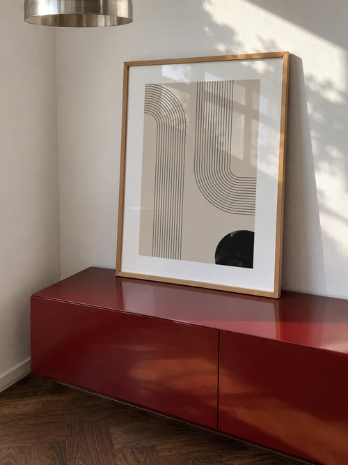 Black Minimal Line Art - Framed poster in an interior