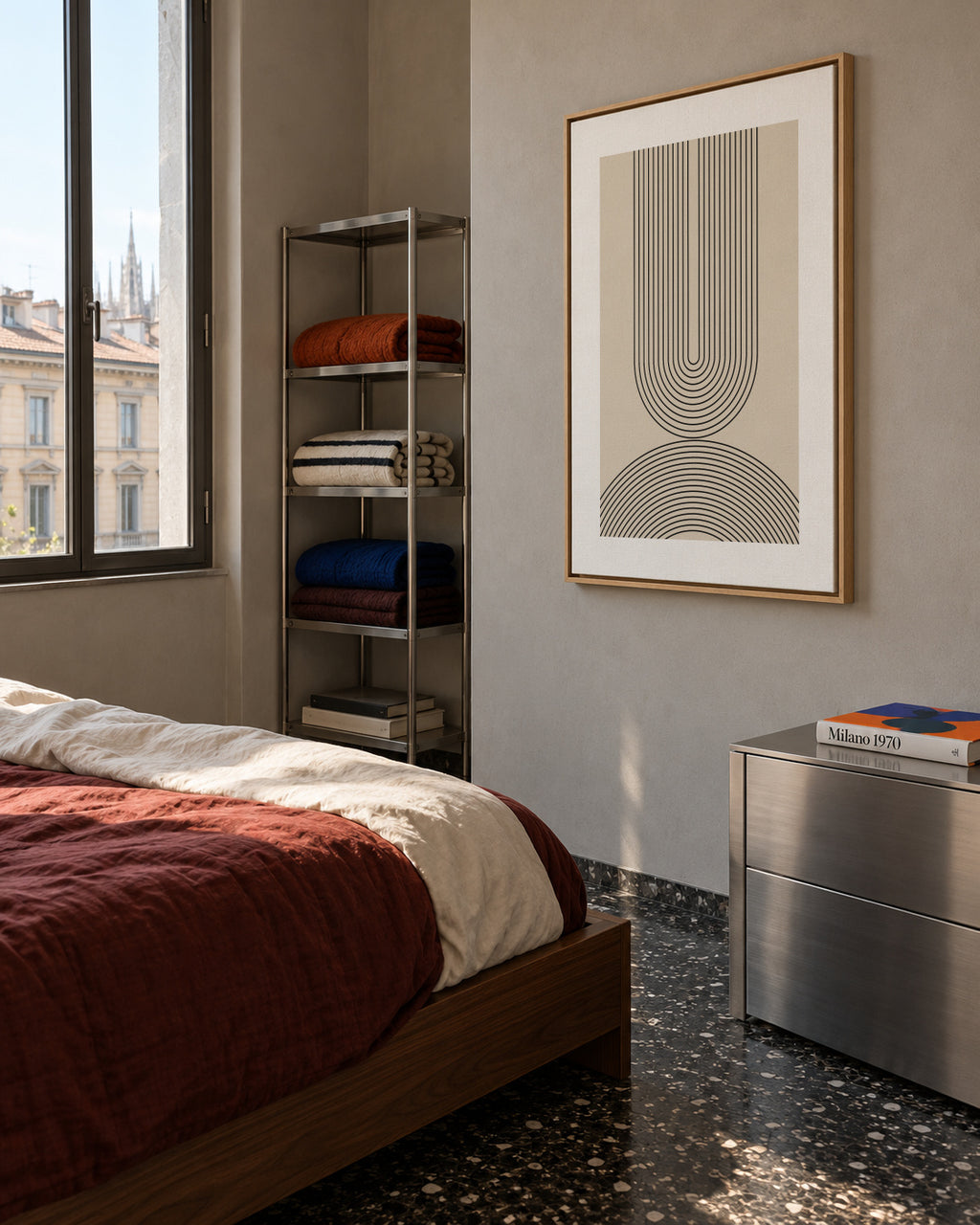 Black Line Art - Framed canvas in an interior