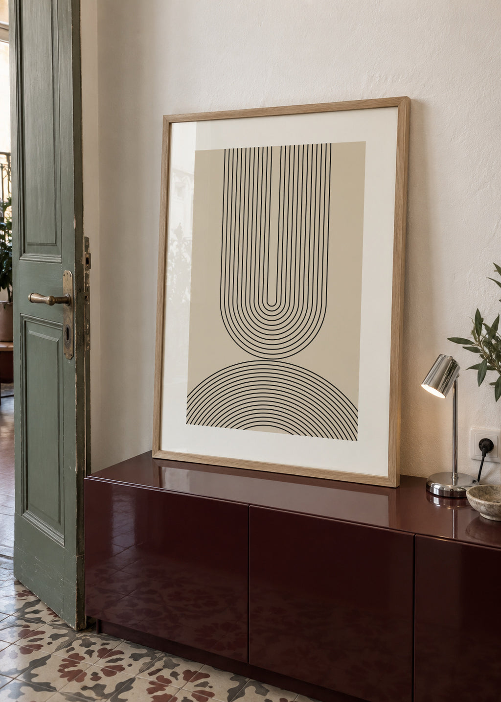Black Line Art - Framed poster in an interior
