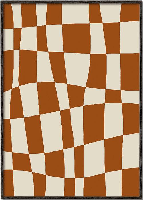 Plakat geometryczny z falującą szachownicą – Black Frame
