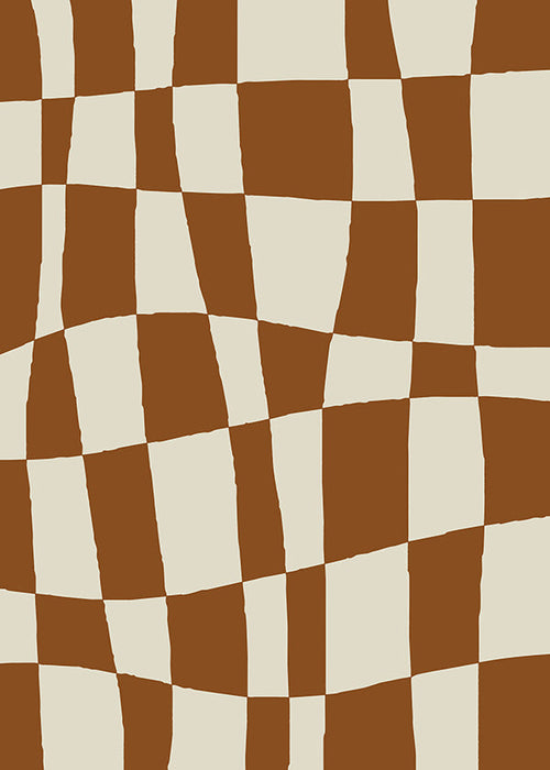Plakat geometryczny z falującą szachownicą