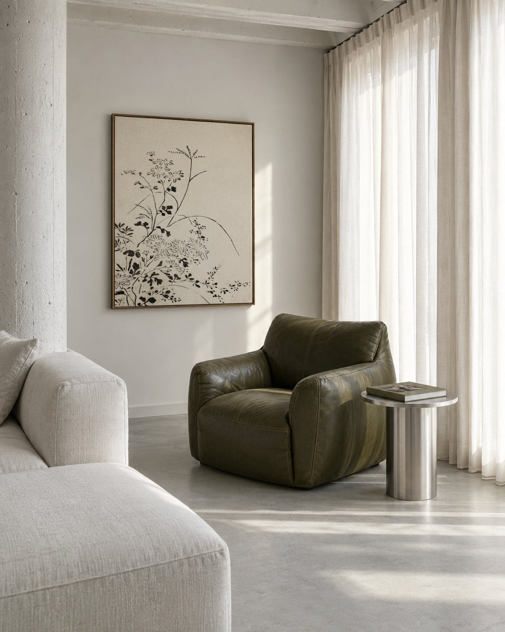 Autumn Flowers and Grasses (1762) - Framed canvas in an interior