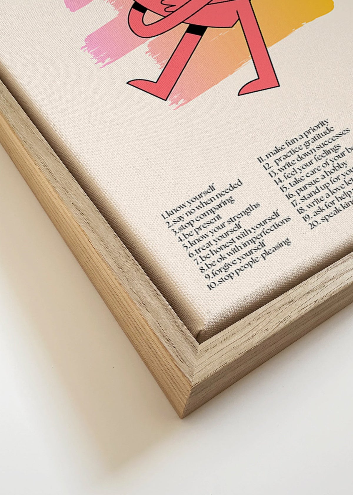 Ilustracja: Serce przytulające się na pastelowym tle – Canvas detail