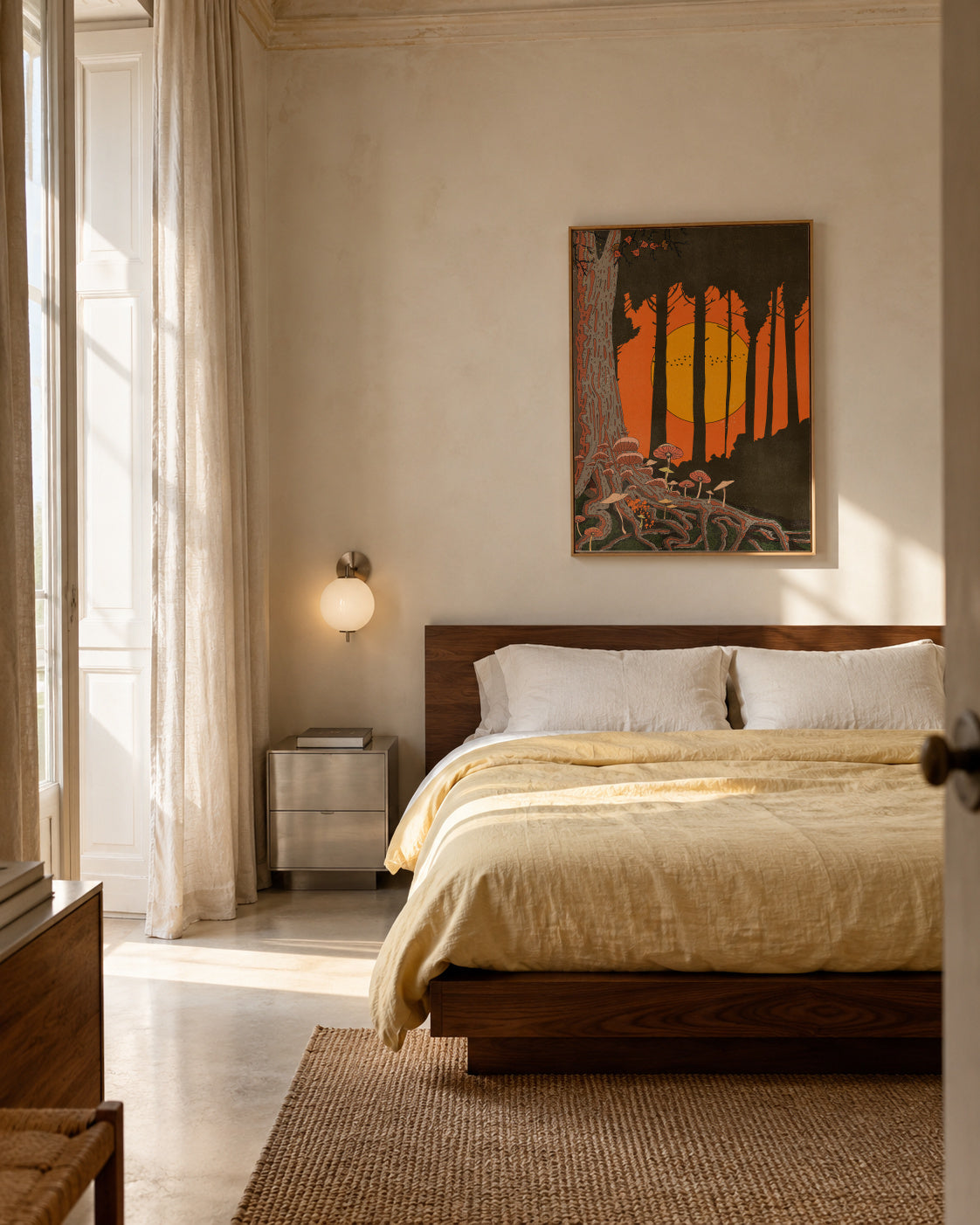 In the coolness of the evening - Framed canvas in an interior