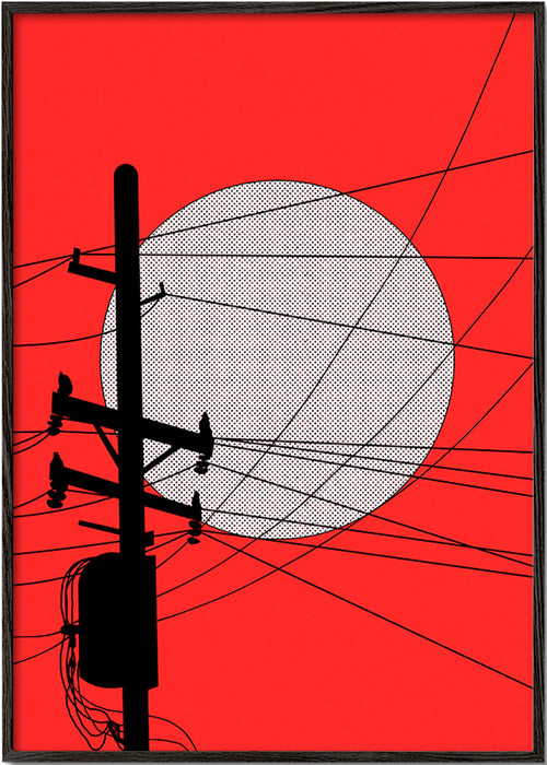 Ilustracja japońskiego słońca i linii – Black Frame