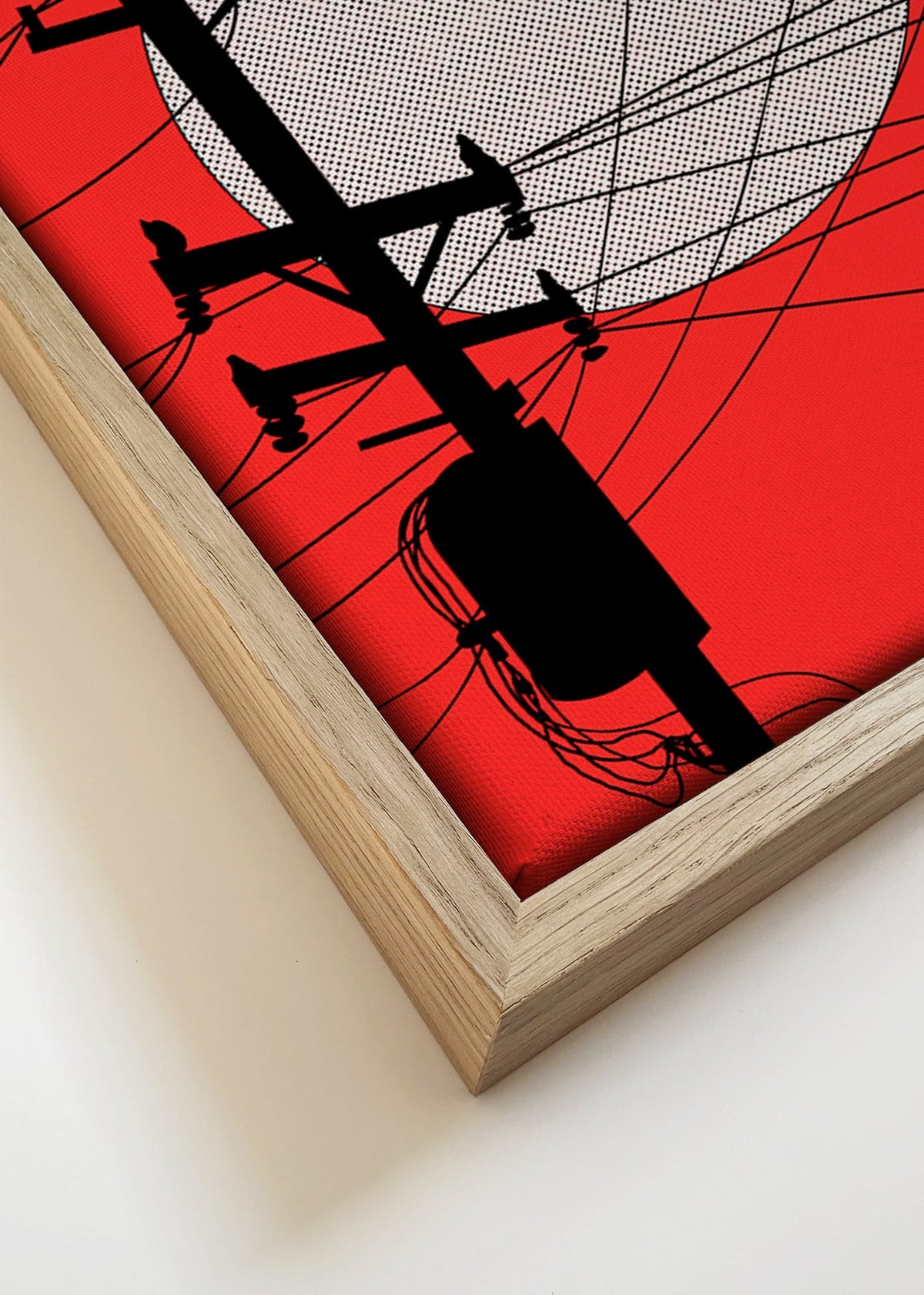 Ilustracja japońskiego słońca i linii – Canvas detail
