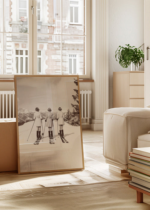 Plakat vintage: narciarki w szeregu – Product1