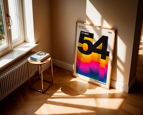 Wydruk vintage Studio 54 z kolorowymi falami – Product1