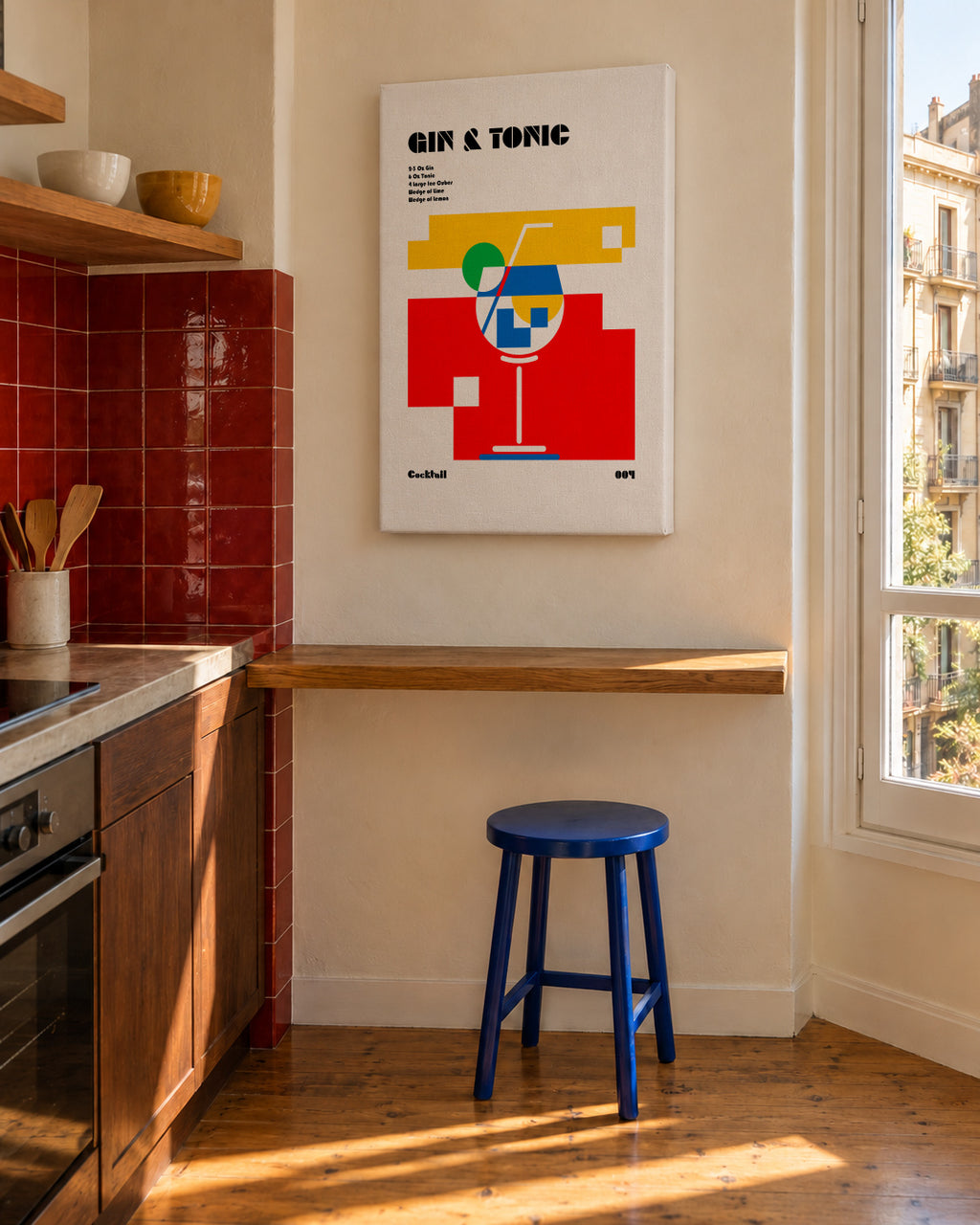 Gin a Tonic Bauhaus Cocktail - Unframed canvas in an interior
