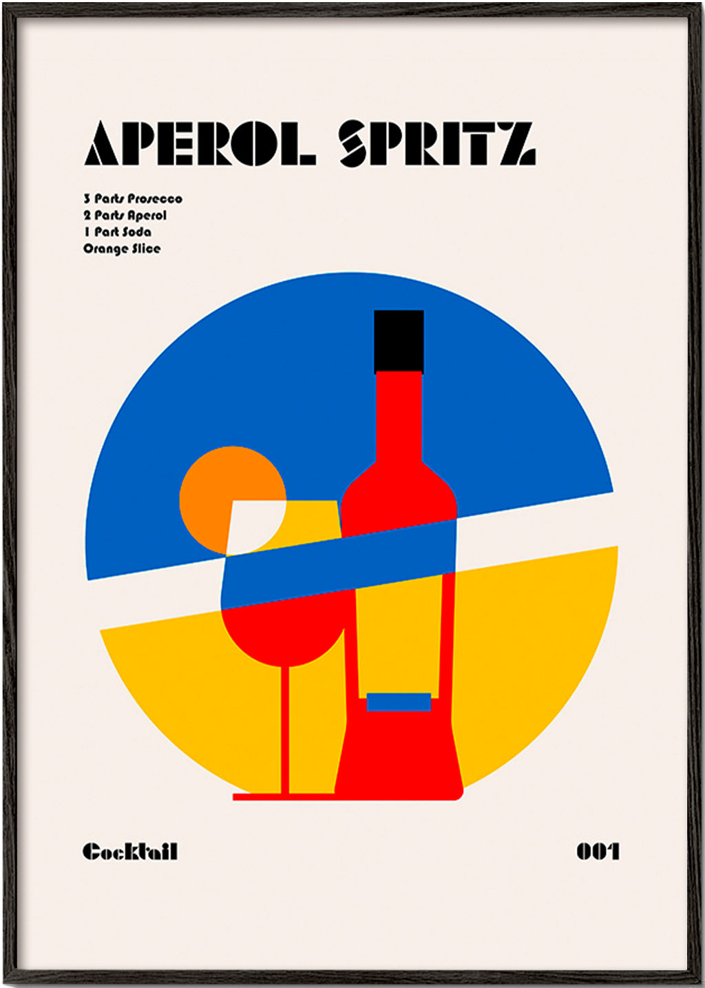 Cuadro de cocina Aperol Spritz geométrico – Black Frame