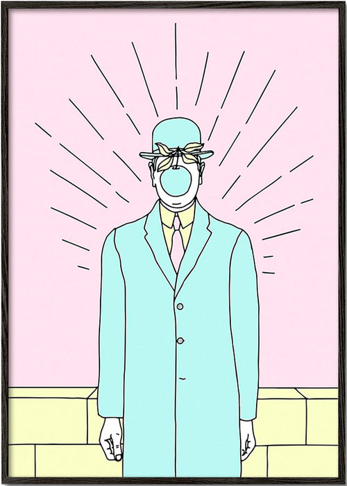 Surrealistyczna ilustracja mężczyzny z jabłkiem – Black Frame