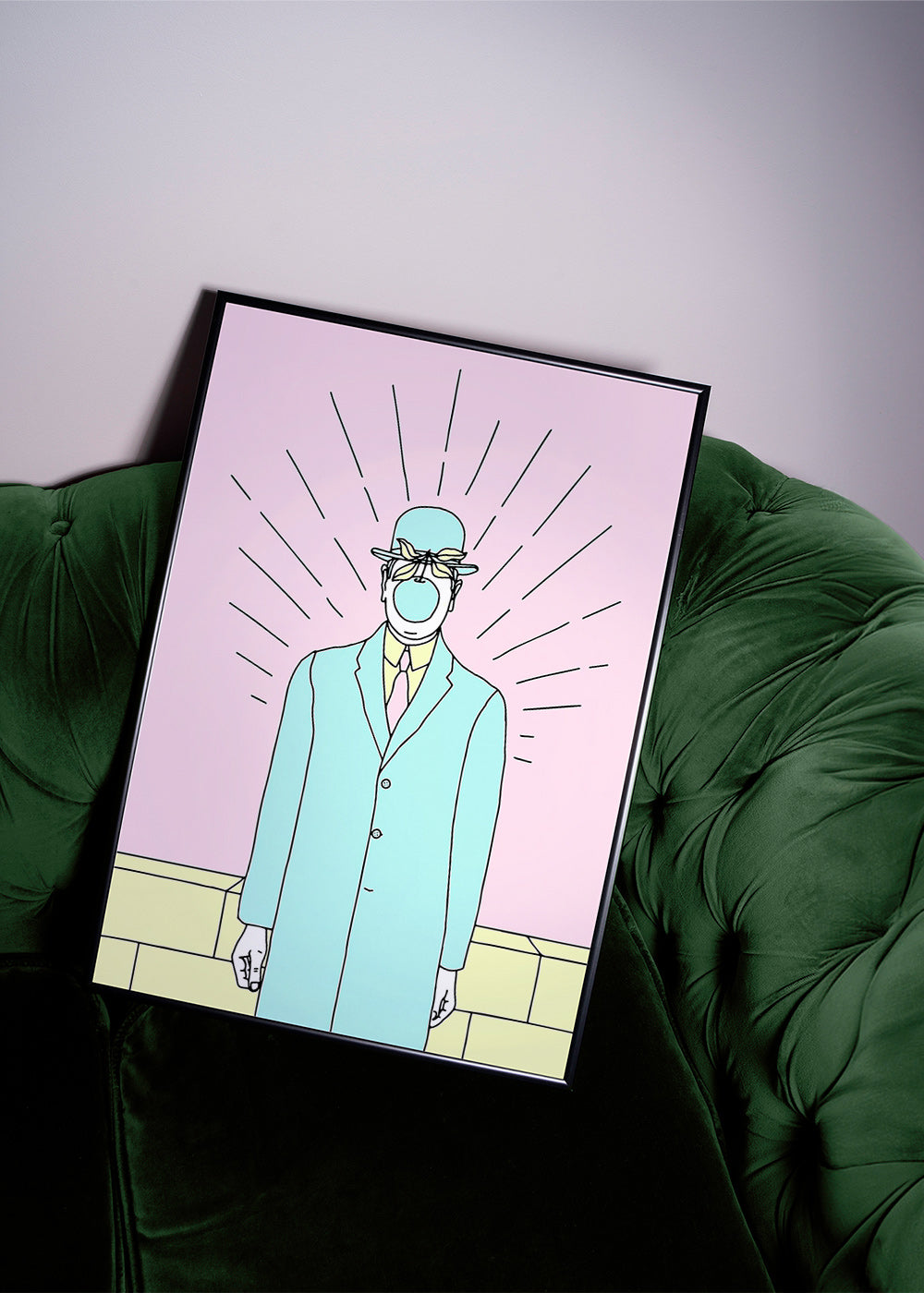 Surrealistyczna ilustracja mężczyzny z jabłkiem – Product1