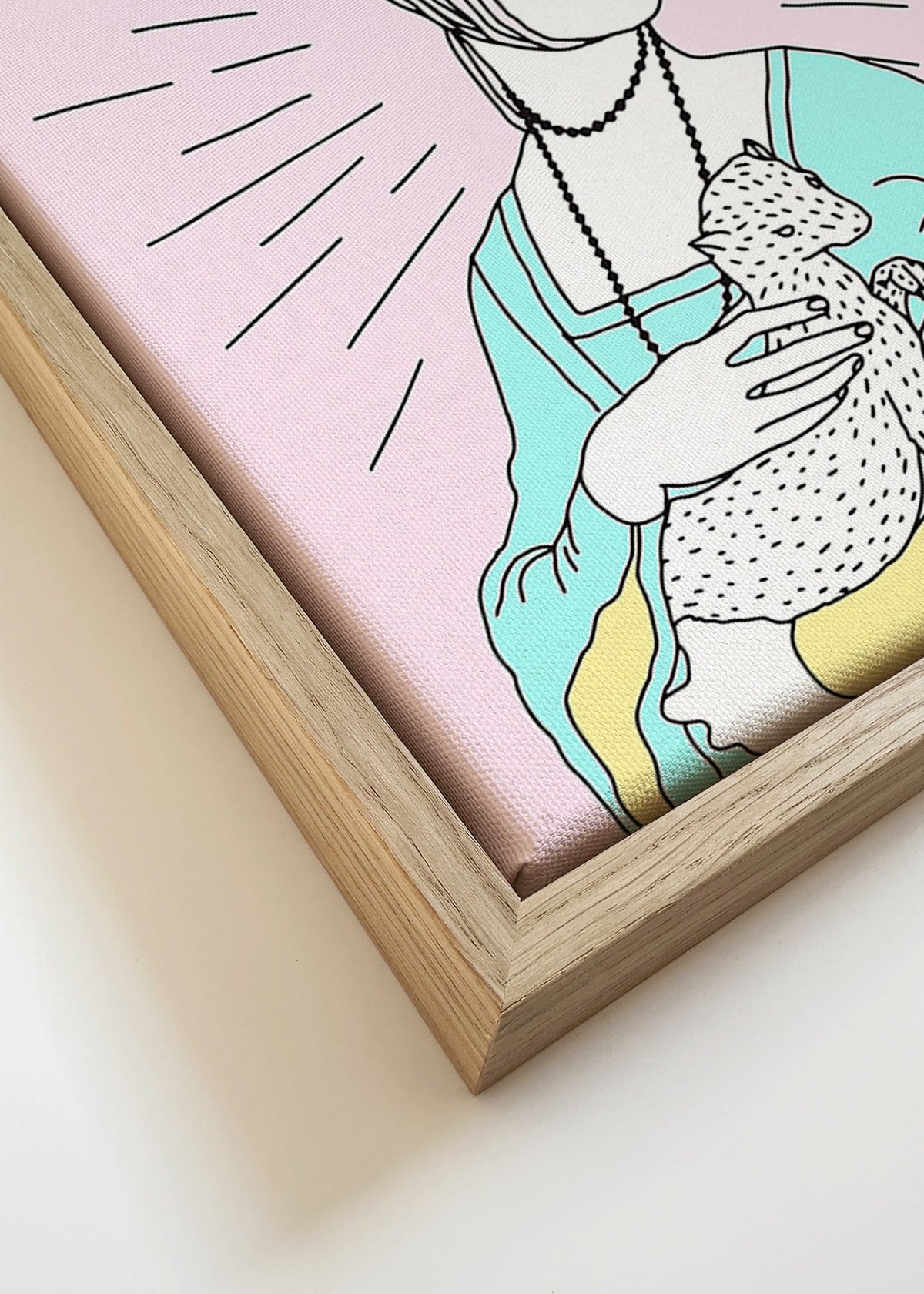 Ilustracja: dama z gronostajem w pastelach – Canvas detail